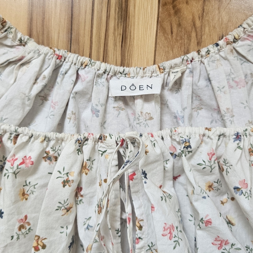 DÔEN Cream Floral Top